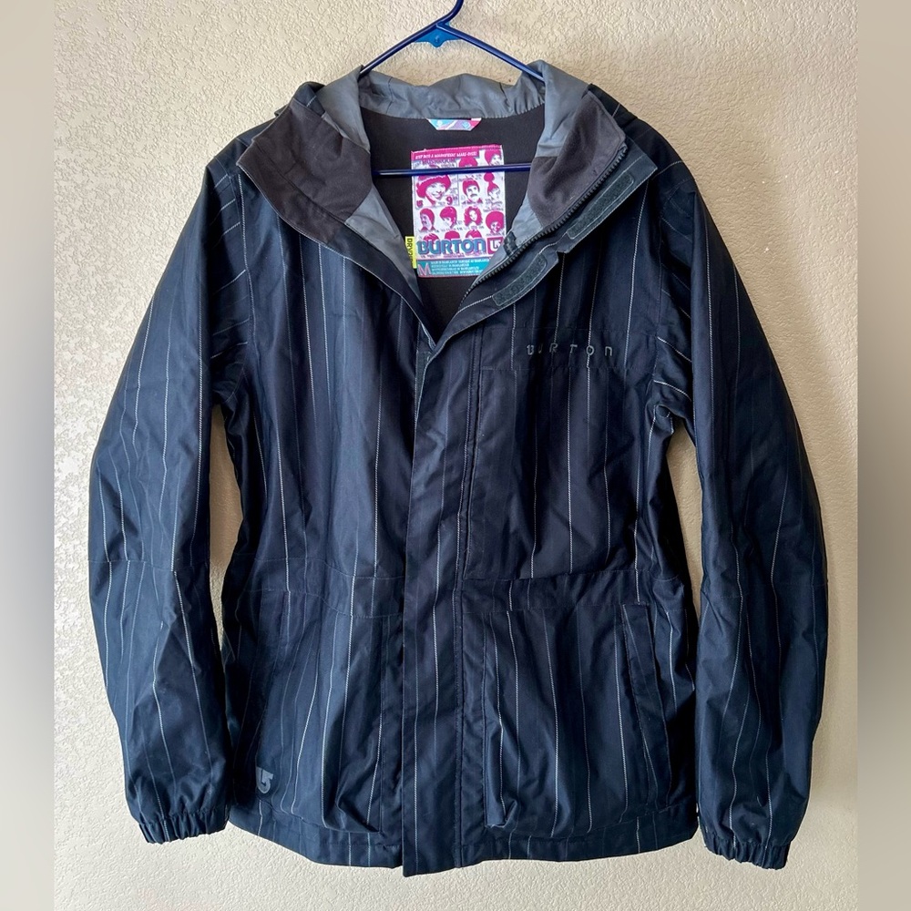 Burton Dryride Medium Black Pinstripe Ski/Snowboard Jacket Size L